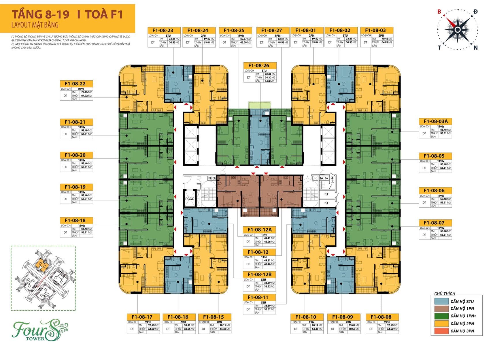 Tầng 8–19 · Tòa F1