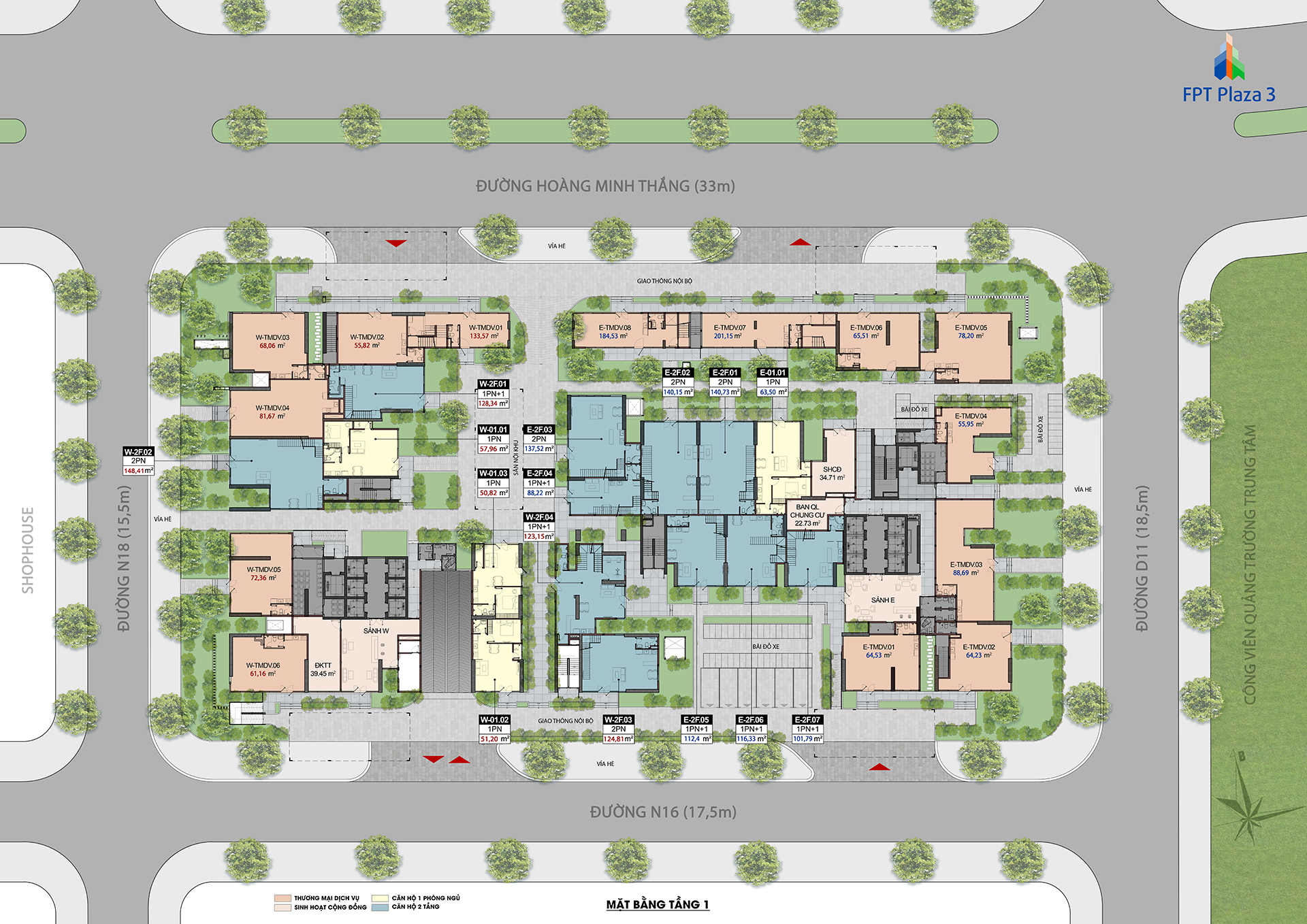 Mặt bằng tầng 1 - FPT Plaza 4 Đà Nẵng