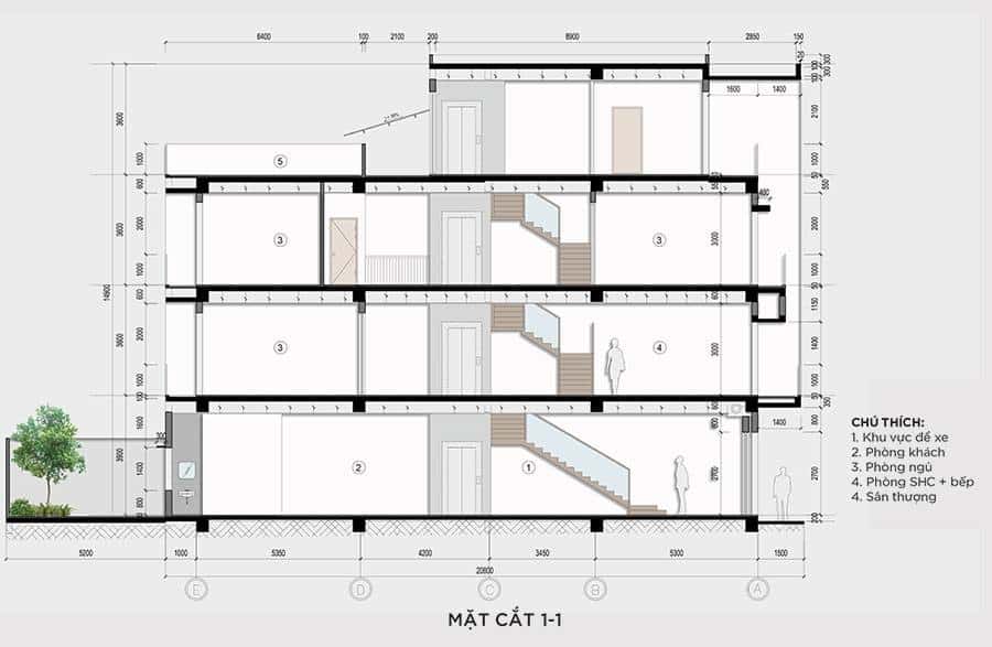 Mặt Cắt Đứng Của Căn Shophouse