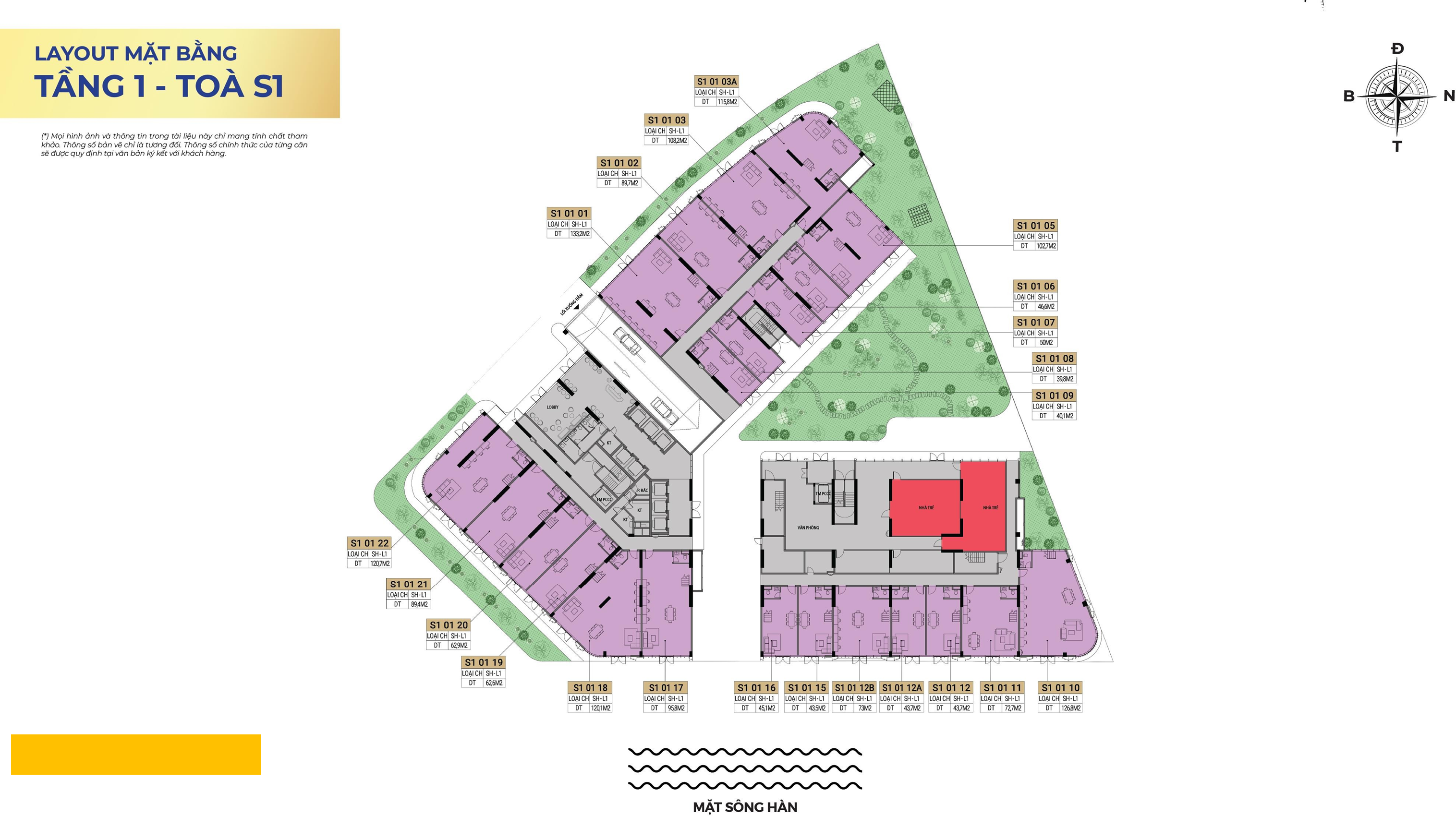 Mặt bằng Shophouse khối đế Shophouse khối đế Sun Symphony Residence Tòa S1 Tầng 1