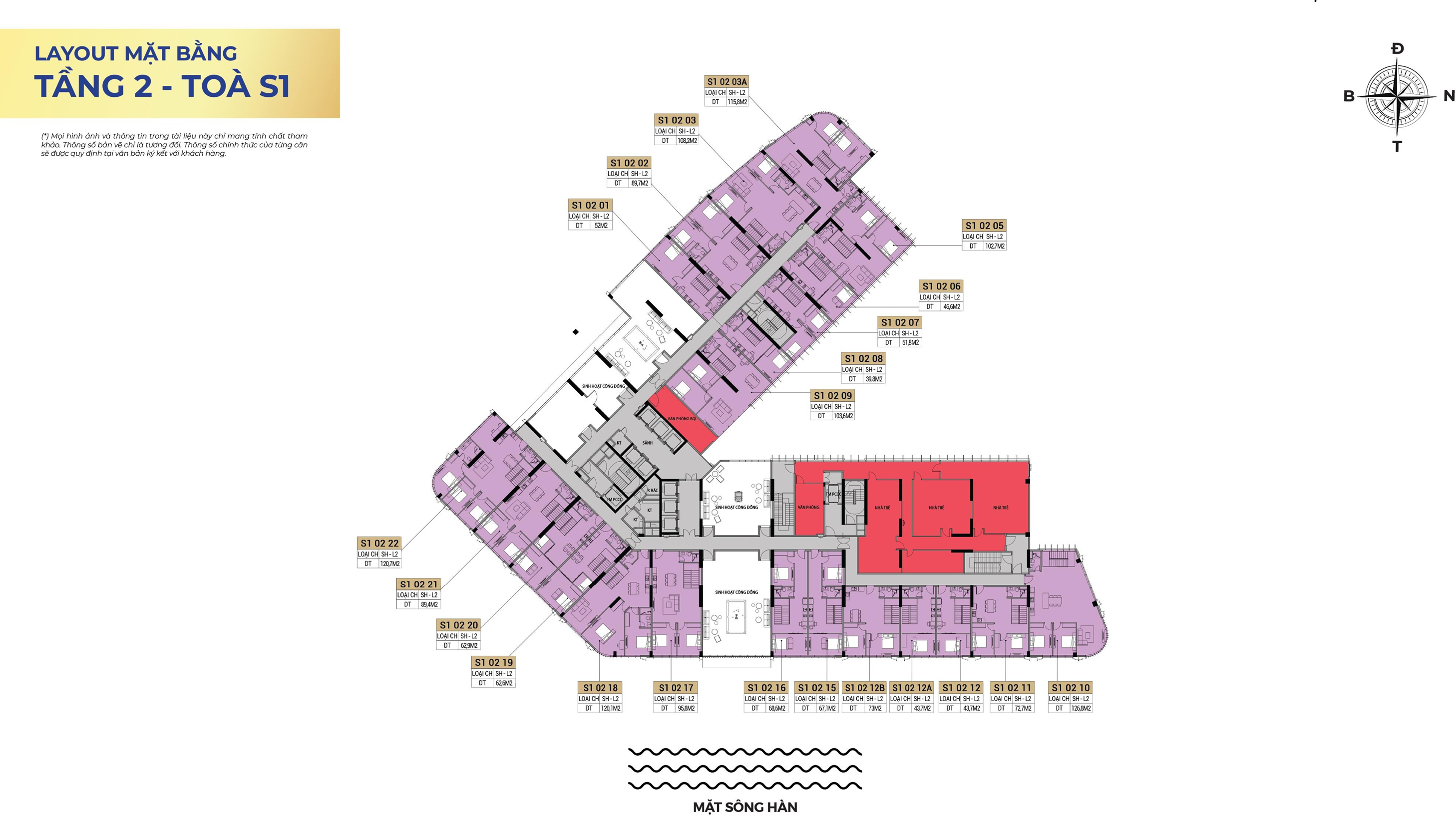 Mặt bằng Shophouse khối đế Shophouse khối đế Sun Symphony Residence Tòa S1 Tầng 2