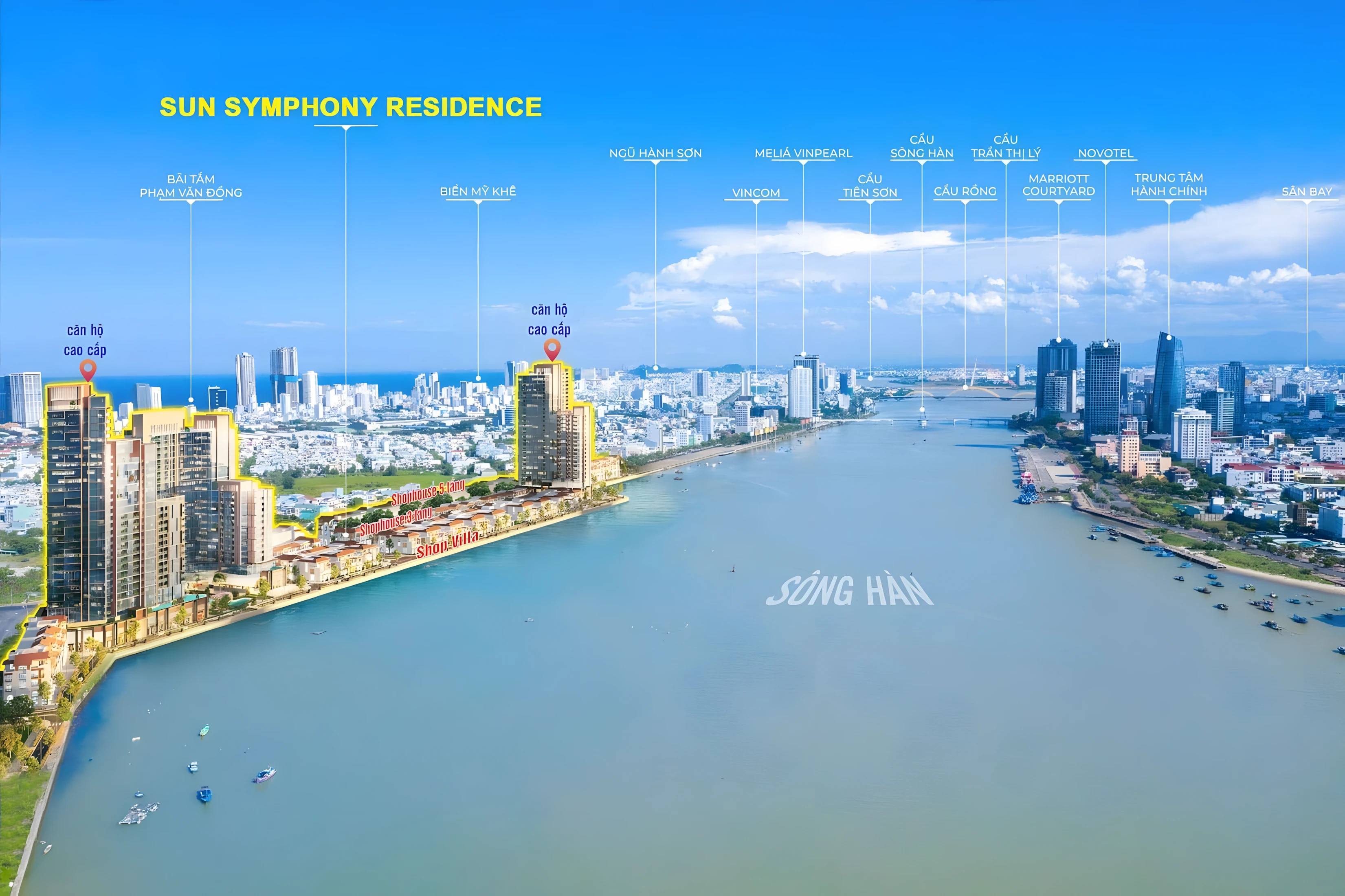 Vị trí đắc địa thuận lợi của Shophouse khối đế Sun Symphony Residence